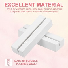 16 Pcs Wood Place Card Holders for Food Signs, White/Wood Color