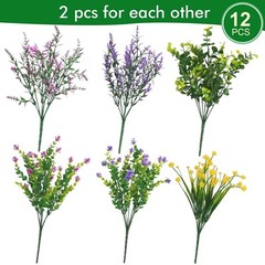 Hananona 12 Pcs Artificial Flowers Outdoor, Faux Artificial Plants UV Resista…