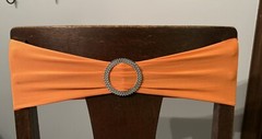 20 Lot ORANGE Spandex CHAIR Sash SILVER SLIDER BUCKLE Belt WEDDING PARTY SHOWER