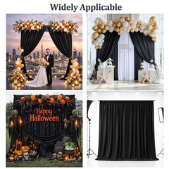 10ft x 12ft Black Backdrop Curtains, Wrinkle Free Thick Fabric Polyester Curt…