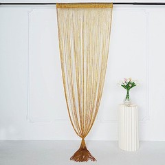 GOLD 3×8 ft Silk Tassels CURTAIN Fringe Backdrop Wedding Home Window Decorations