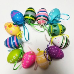 24 Count 6cm Vibrant Plastic Easter Eggs for Hanging For Party Decorations