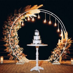 Round Metal Wedding Arch Frame White Garden Arbors Party Flowers Backdrop Stand