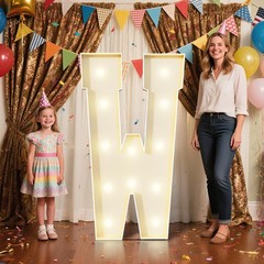 4FT Marquee Letters W Sign,Large Light Up Numbers Party Decoration – Hook and…