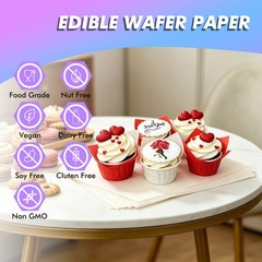 Wafer Paper A4 Size 25pcs Edible Printer Sheets, 25pcs White Letter Size 8.5″…