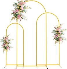Versatile Gold Metal Arch Stand Set for Weddings & Parties – 6FT, 5FT, 4FT