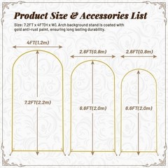 7.2FT, 6.6FT, 6FT Arch Backdrop Stand for Wedding Ceremony Birthday Party Garden