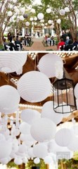 24″ White Round Paper Lantern, Even Ribbing, Hanging Decoration
