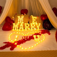 Complete Proposal Kit: LED ‘Marry Me’ Letters, Tea Lights, and Rose Petals
