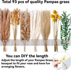 Boho Dried Flowers Bouquet – Olive Green Wall Decor, Ppas Grass Bouquet,