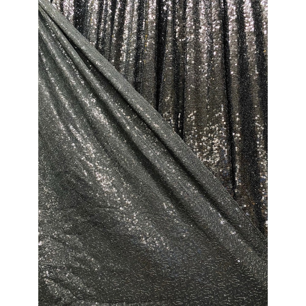 (2) black 6 ft x 6 ft Sequined Backdrop Curtain Wedding Party Decorations