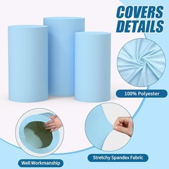 Cylinder Pedestal Stand Covers Set of 3 Multicolor for Party Decor
