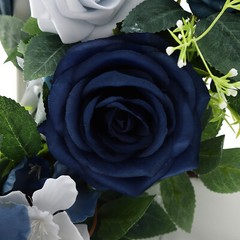 Blue Artificial Flower Arrangement Ribbons For Wedding Chair Back Decor Pack 6x