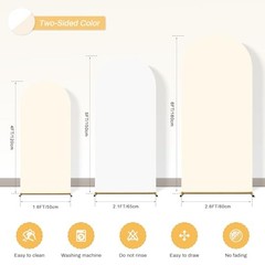Arch Backdrop Cover, Wedding Arch Cover Spandex Fitted 4+5+6FT White+Beige