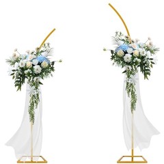 YIJXPOIN Flower Arch Stand Kit for Wedding, 8FT & 6.2FT Metal Half Gold