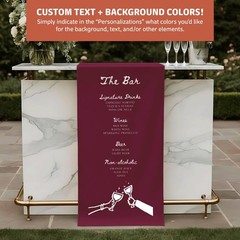Boho Wedding Drinks Menu Fabric Sign Mobile Bar Table Banner