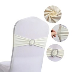 25/50/100 – Spandex Stretch Chair Sash Elastic Bow with Buckle