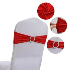 25/50/100 – Spandex Stretch Chair Sash Elastic Bow with Buckle