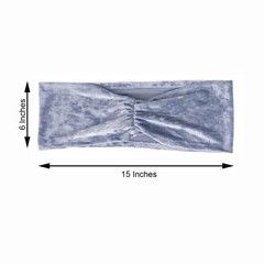 PREMIUM DUSTY BLUE 5 Velvet Ruffled STRETCHABLE CHAIR SASHES Wedding Party Home