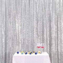 Eternal Beauty Silver Sequin Backdrop, 6×6 Ft Glitter Background Curtains for…