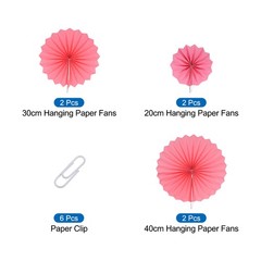 Hanging Paper Fans Party Set 6Pcs Decoration for Home Birthday Wedding(Pink)