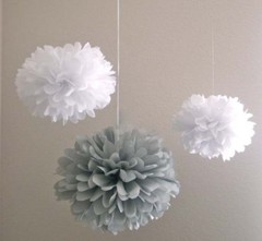 12x grey white paper pom pom anniversary wedding birthday party venue decoration