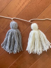 Gray Tassel Garland Yarn Pom Banner Decorative Wall Hanging Decor College Dorm