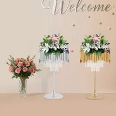 Gold/Silver Flower Stand for Wedding Birthday Party Events,38*68cm Flower Stand