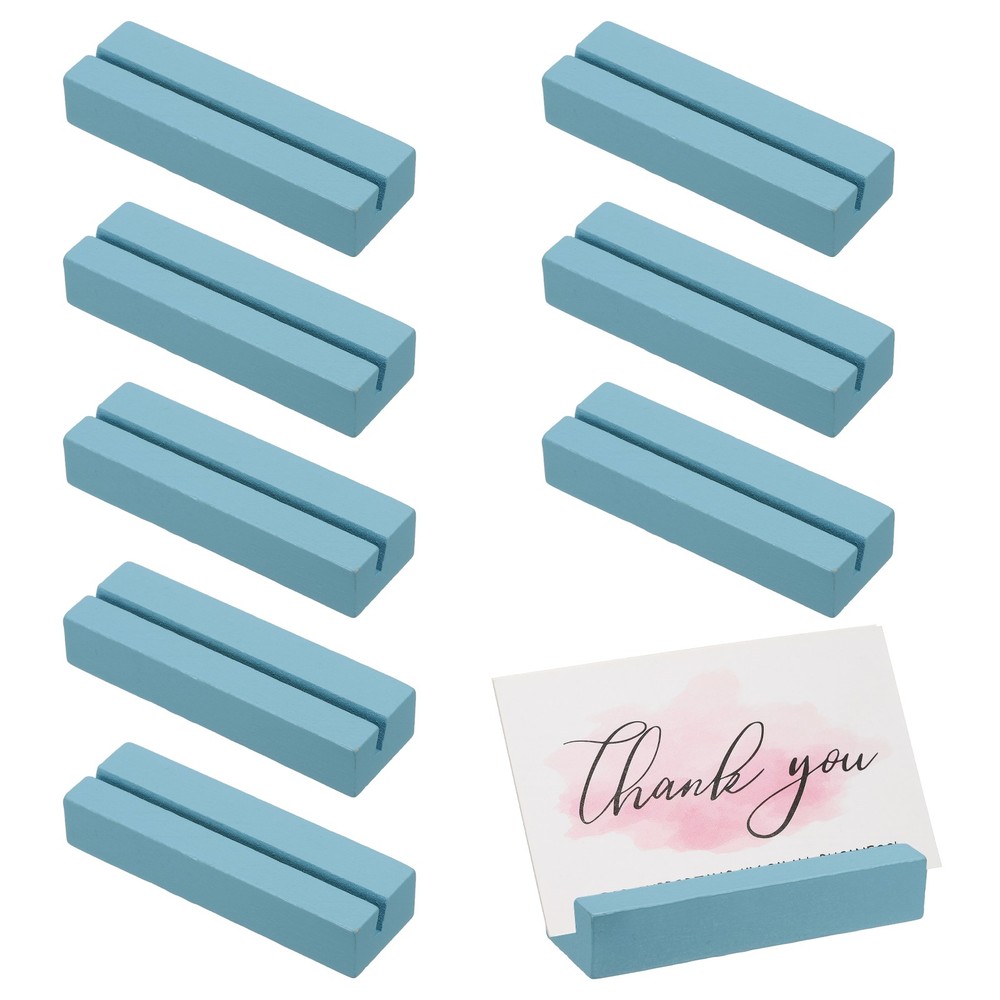 8 Pcs Wood Place Card Holders for Food Signs, Blue-Grey