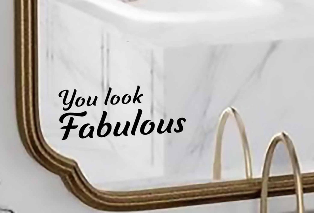 You Look Fabulous Inspirational Quote Mirror Wall Stickers Black Gloss Vinyl …