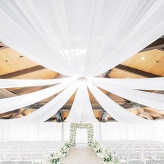 6 Panels Ceiling Drapes for Wedding 60″W x 360″L (Pack of 6), White