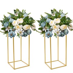 2x Metal Floor Stand Column Cube Shape Flower Holder Wedding Backdrop Decoration
