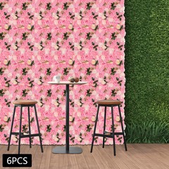 6-Pack Artificial Flower Wall Panels 40 × 60 cm Dark Pink Floral Backdrop