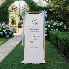 Modern Fabric Wedding Welcome Sign Custom Entrance Banner