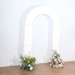 8ft WHITE Fitted Spandex Open Arch Double Sided Backdrop STAND COVER Party Event