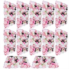 12 Pcs Artificial Flower Wall Panel Rose Dahlia Leaves Wedding Backdrop Stage