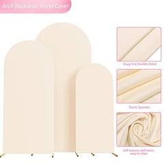 Set of 3 Wedding Arch Cover Spandex Fitted Wedding Arch 4FT, 5FT, 6FT Beige
