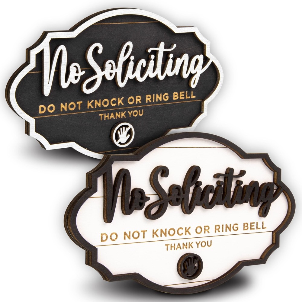 Funny No Soliciting Sign For House Door – 2 Pack Small No Soliciting Sign For…