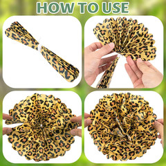 Jungle Safari Party Tissue Pompom Wild Animal Leopard Zebra Print Decor Sage Gre