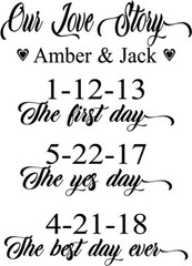 OUR LOVE STORY WEDDING DECAL SIGN CUSTOM PERSONALIZED ENGAGEMENT PRINT BRIDE