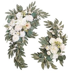 Wedding Arch Faux Flowers Set of 2 Wedding Welcome Sign for Wedding Decor White