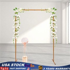 Square Wedding Arch, Gold Metal Framework Heavy Duty Backdrop Stand Garden