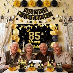 Happy 85th Birthday Party Decoration: Including Birthday Banner Backdrop, Par…