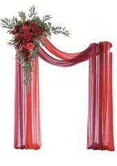 Deluxe Wedding Arch Flowers with Drapes Kit Pack of 4, 2pcs Burgundy & Red