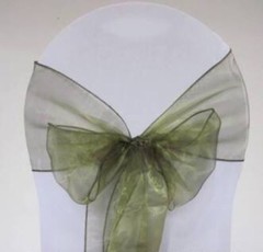 100x Olive Green Organza Chair Sashes Bow Wedding Banquet Events Party Ceremony