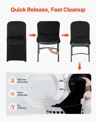 VEVOR 30PCS Black Stretch Spandex Folding Chair Covers for Wedding Party Dining