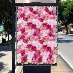 6pcs Silk Artificial Flower Wall Panel Wedding Party Backdrop Floral Home Decor