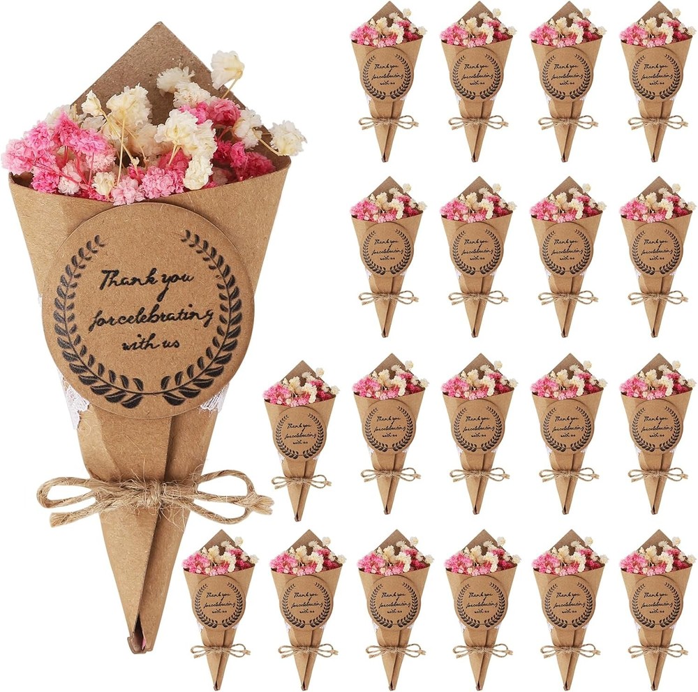 20 Pcs Mini Dried Flower Bouquet Magnet Bulk, Natural Dried Flowers Bundle