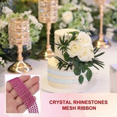 2 Roll 1″x20 Yard Crystal Rhinestones Mesh Ribbon Rose Red (4mm)