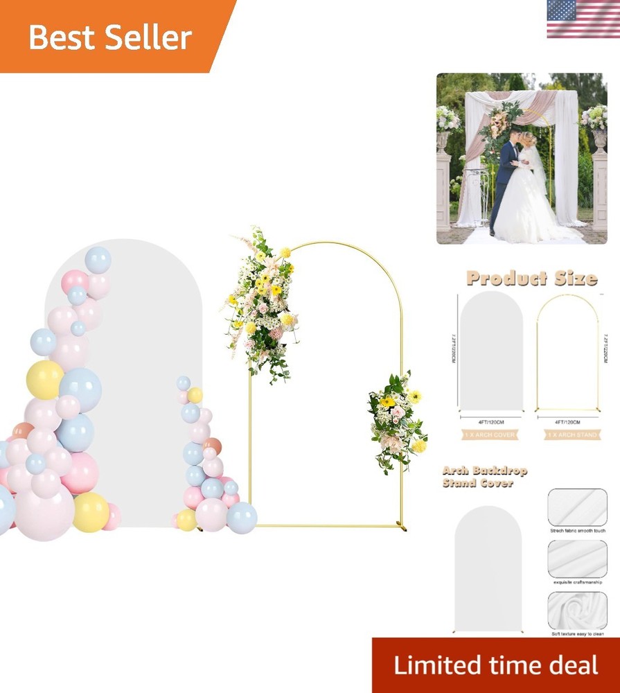 Stylish 7.2FT Wedding Arch Stand and Fitted White Cover for Your Celebrations